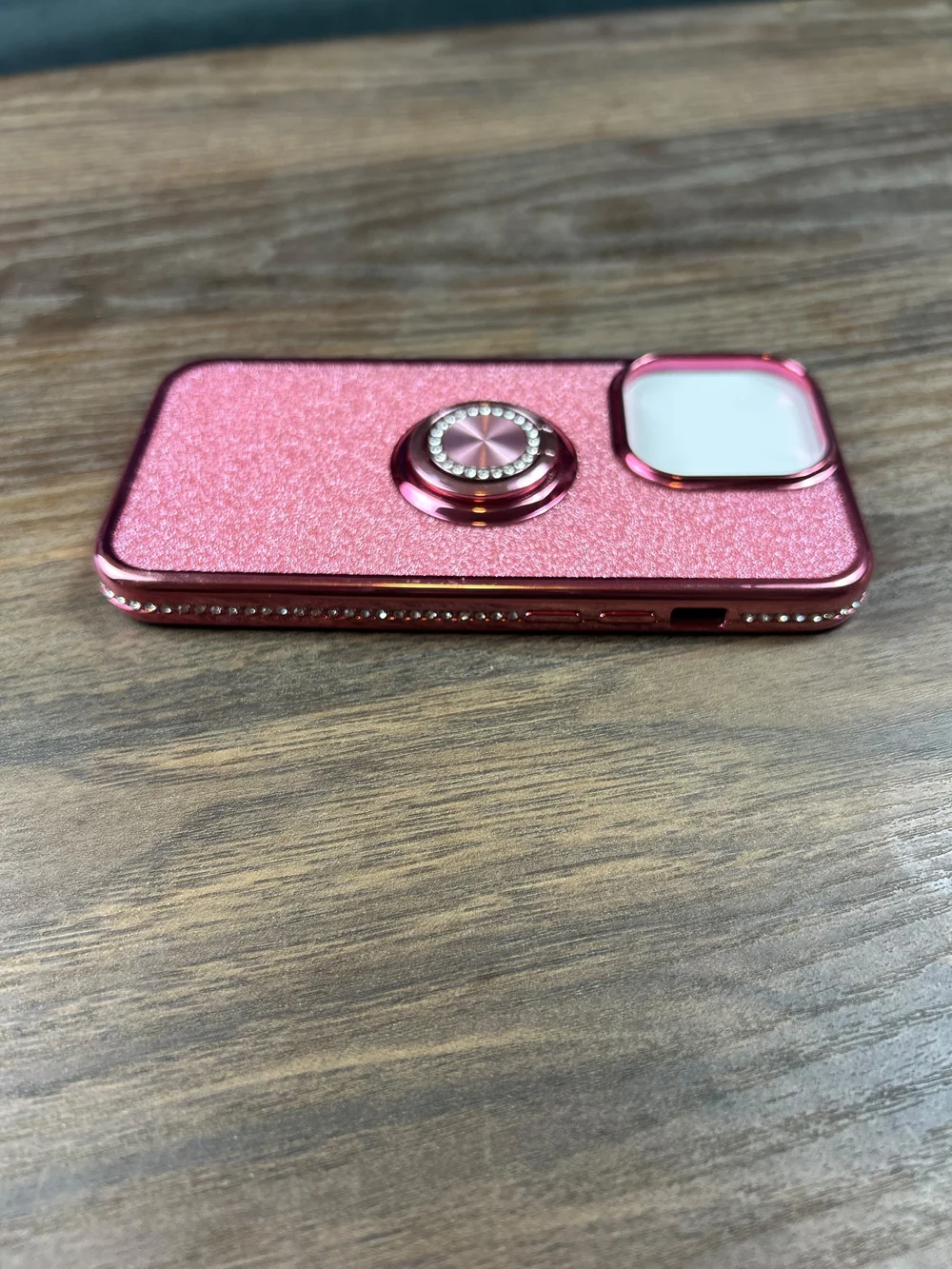 Pink Glitter Protective Phone Case with Ring Holder